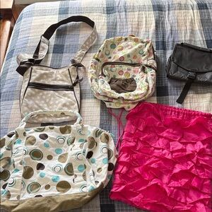 Thirty-One Polka Dot & Hot Pink Ruffle Mixed Bag Set